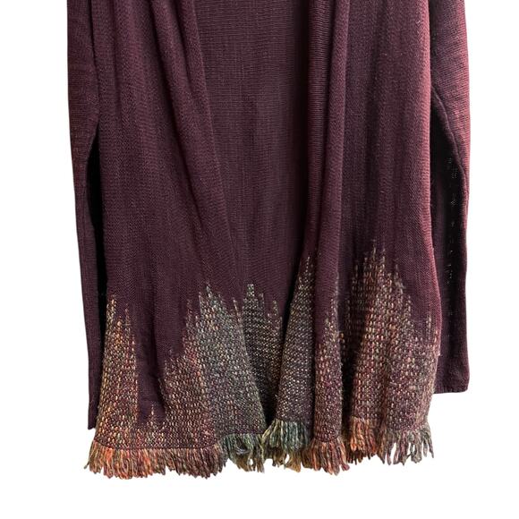Anthropologie Moth Nevis Open Front Cardigan Sweater Medium Fringe Hem - Picture 2 of 10